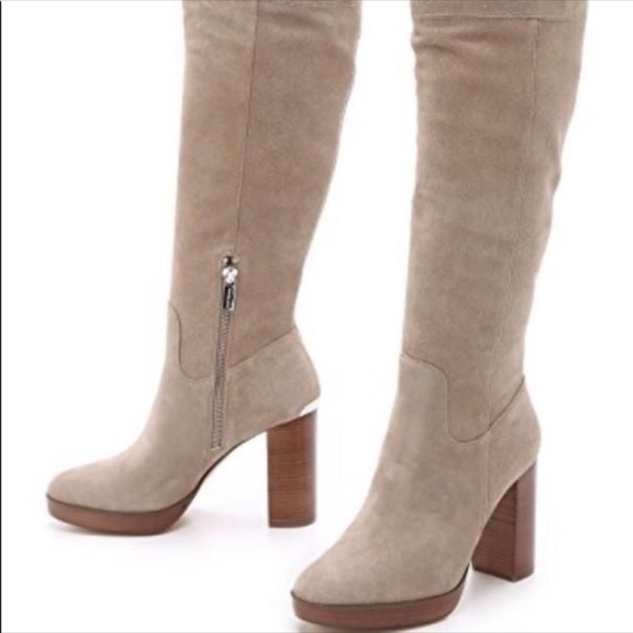 Michael Kors Shoes - MICHEAL KORS TAN SUEDE OVER THE KNEE HI-HEEL BOOTS
